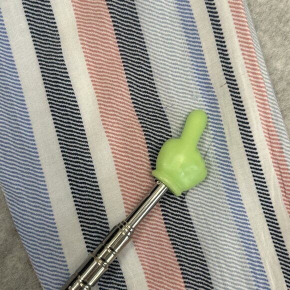 CYNTHIA ROWLEY Blouse Sz S Striped Rayon Faux Wrap V-Neck High Low Long Sleeve - Picture 12 of 13